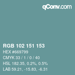 Color code: RGB 102 151 153 | qconv.com