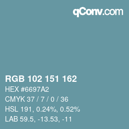 Código de color: RGB 102 151 162 | qconv.com