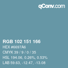 Farbcode: RGB 102 151 166 | qconv.com