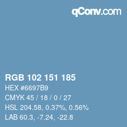 Color code: RGB 102 151 185 | qconv.com
