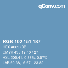 Color code: RGB 102 151 187 | qconv.com