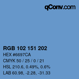 Color code: RGB 102 151 202 | qconv.com