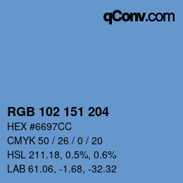 Color code: RGB 102 151 204 | qconv.com