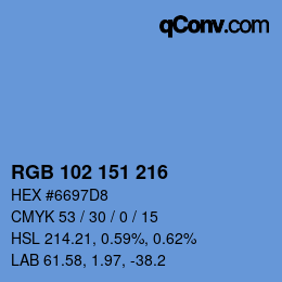 Farbcode: RGB 102 151 216 | qconv.com