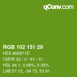 Color code: RGB 102 151 29 | qconv.com