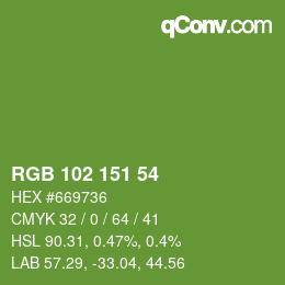 Color code: RGB 102 151 54 | qconv.com