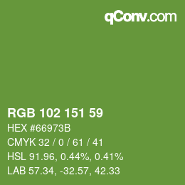 Color code: RGB 102 151 59 | qconv.com