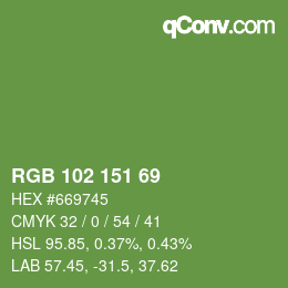 Color code: RGB 102 151 69 | qconv.com