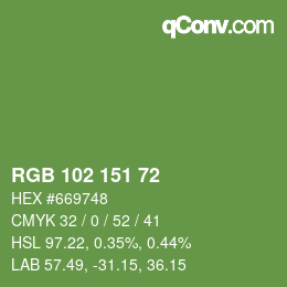 Color code: RGB 102 151 72 | qconv.com