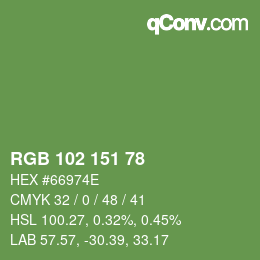 Color code: RGB 102 151 78 | qconv.com