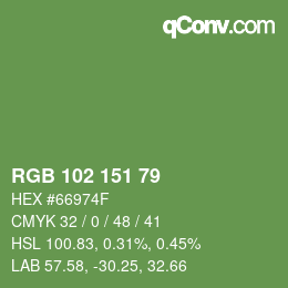 Color code: RGB 102 151 79 | qconv.com