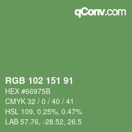 Color code: RGB 102 151 91 | qconv.com