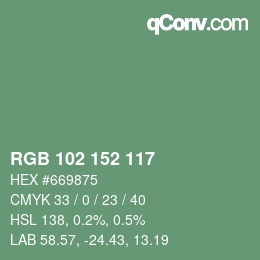 Color code: RGB 102 152 117 | qconv.com