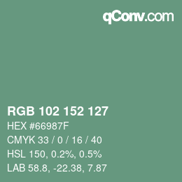Color code: RGB 102 152 127 | qconv.com