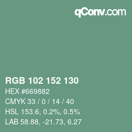 Color code: RGB 102 152 130 | qconv.com