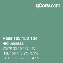 Color code: RGB 102 152 134 | qconv.com