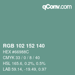 Color code: RGB 102 152 140 | qconv.com