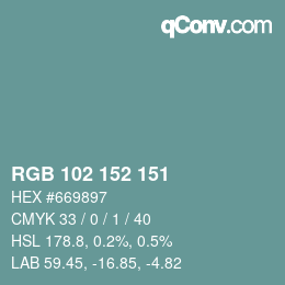 Color code: RGB 102 152 151 | qconv.com