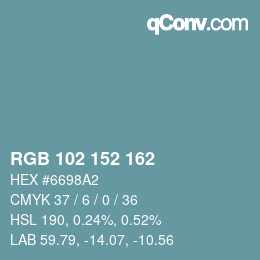 Color code: RGB 102 152 162 | qconv.com