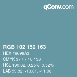 Color code: RGB 102 152 163 | qconv.com