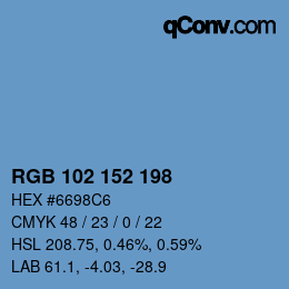 Color code: RGB 102 152 198 | qconv.com