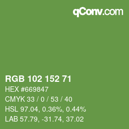 Color code: RGB 102 152 71 | qconv.com