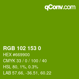 Color code: RGB 102 153 0 | qconv.com