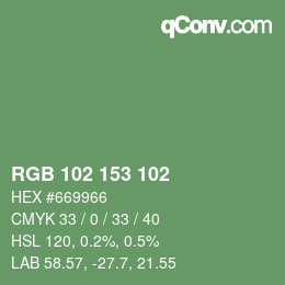 Color code: RGB 102 153 102 | qconv.com