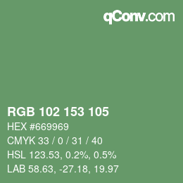 Color code: RGB 102 153 105 | qconv.com