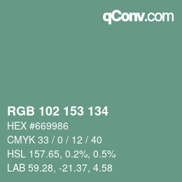 Color code: RGB 102 153 134 | qconv.com