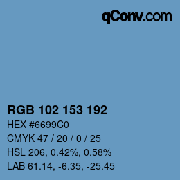 Color code: RGB 102 153 192 | qconv.com