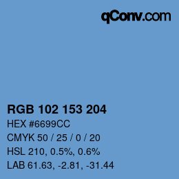 Color code: RGB 102 153 204 | qconv.com