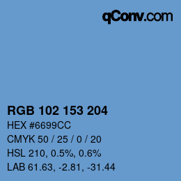 Color code: RGB 102 153 204 | qconv.com