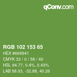 Color code: RGB 102 153 65 | qconv.com