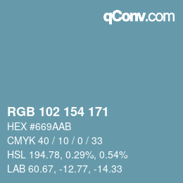 Color code: RGB 102 154 171 | qconv.com