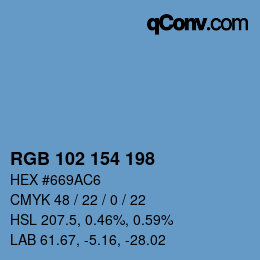 Color code: RGB 102 154 198 | qconv.com