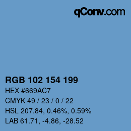 Color code: RGB 102 154 199 | qconv.com