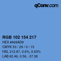 Color code: RGB 102 154 217 | qconv.com