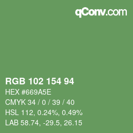 Color code: RGB 102 154 94 | qconv.com