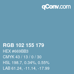 Farbcode: RGB 102 155 179 | qconv.com