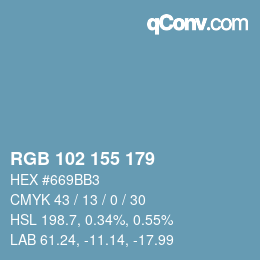 Color code: RGB 102 155 179 | qconv.com