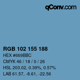 Color code: RGB 102 155 188 | qconv.com