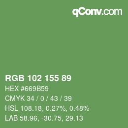 Color code: RGB 102 155 89 | qconv.com