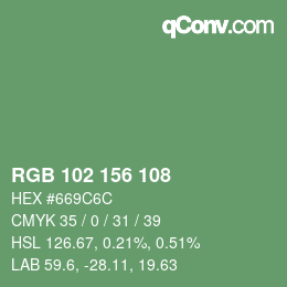 Color code: RGB 102 156 108 | qconv.com