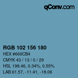 Color code: RGB 102 156 180 | qconv.com