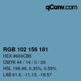 Color code: RGB 102 156 181 | qconv.com
