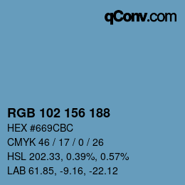 Color code: RGB 102 156 188 | qconv.com