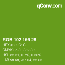 Color code: RGB 102 156 28 | qconv.com
