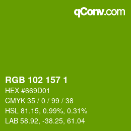 Color code: RGB 102 157 1 | qconv.com