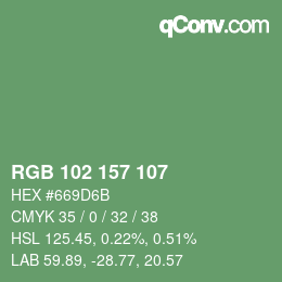 Color code: RGB 102 157 107 | qconv.com